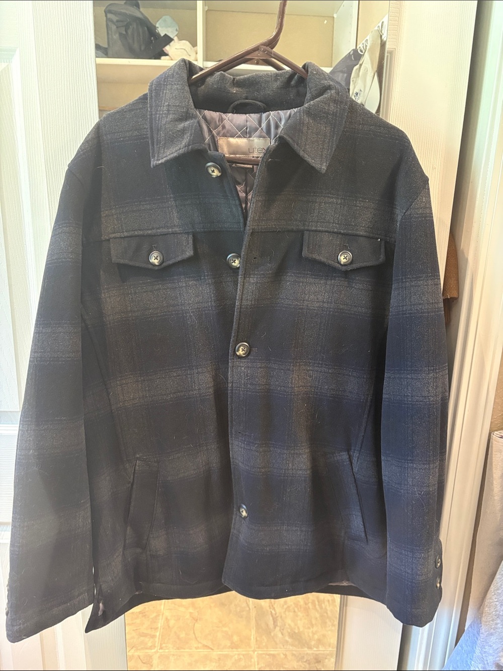 Utex Navy Plaid Lightweight Shirt Jacket